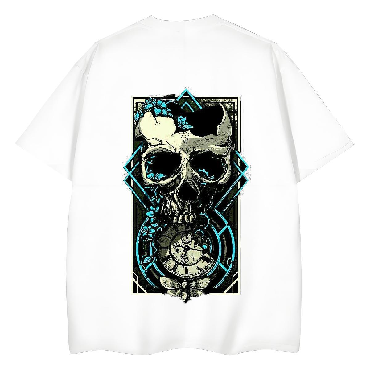 Designer T shirt 230g 100% Cotton Short Sleeve O-Neck Spring Summer skull Lady T shirt Female Cartoon Printing L-4XL Top Tees