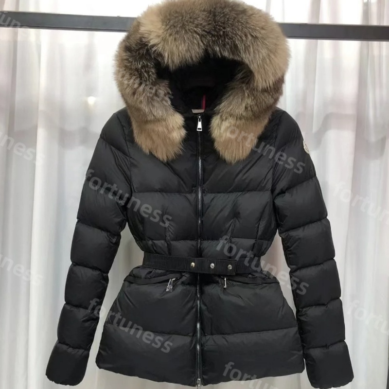 Womens winter Designer Luxury Jacket Down jackets fur coats real hair collar fashion warm parkas with belt lady cotton coat outerwear big pocket