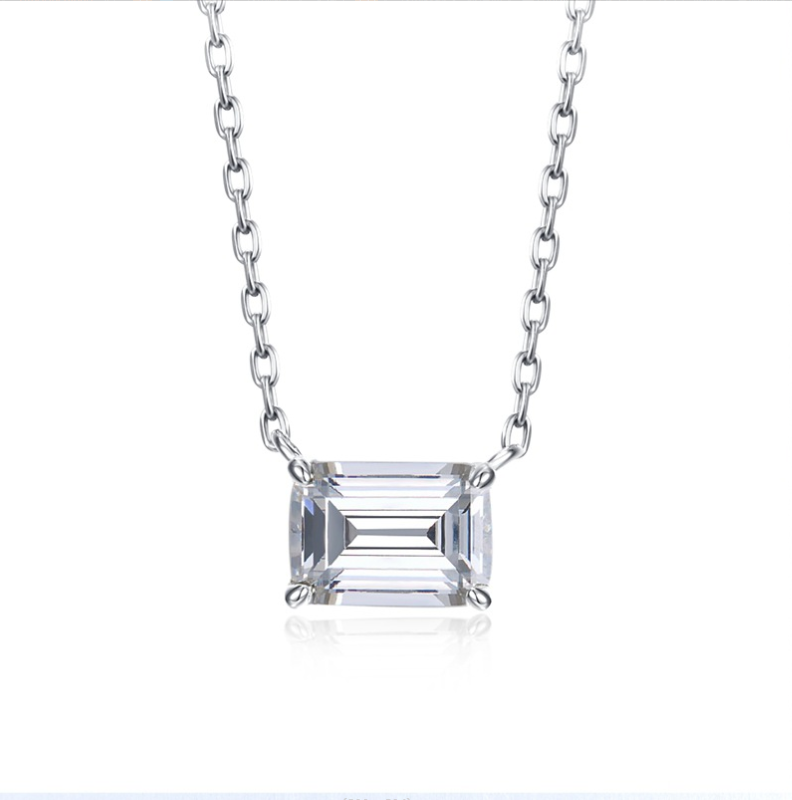 Sterg Sier Moissanite Square Solitaire Pendant Necklace for Women | Simple Fine Jewelry Gift