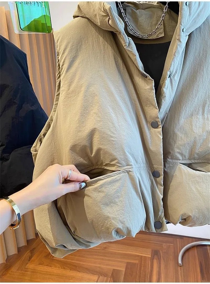 2024 Korean Vest Puffer Jacket Women Winter Warm Waistcoats Ladies Stand Collar Fashion Down Coat Female Loose Oversize Outw 241008