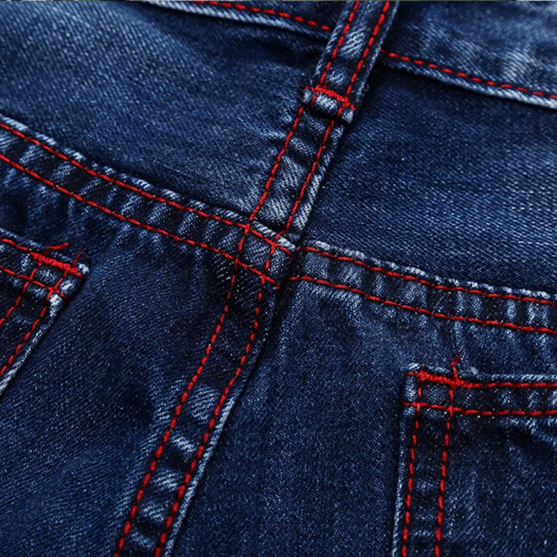 High end denim ripped n Plus size fully matches European mens pants trend straight casual 241008