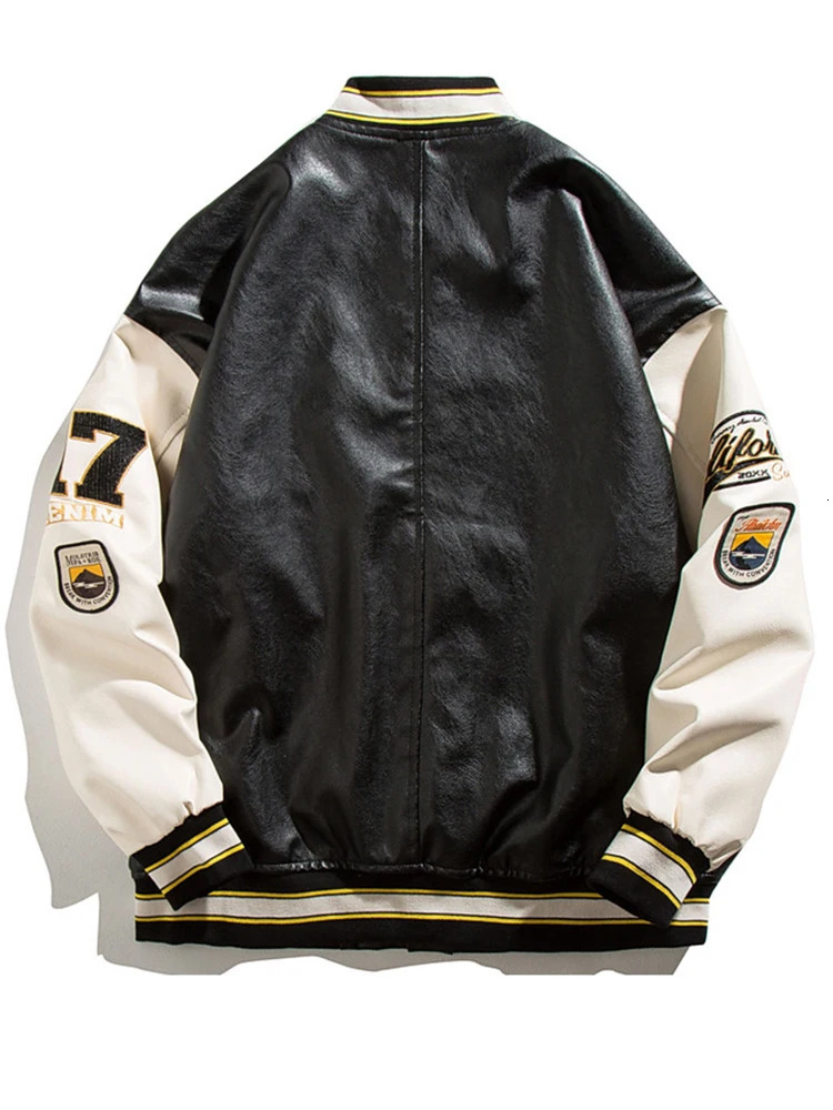Sifreyr PU Leather Bomber Jacket Women Y2K Letter Long Sleeve Uniform Varsity Baseball Jackets Streetwear Oversized College Coat 241011