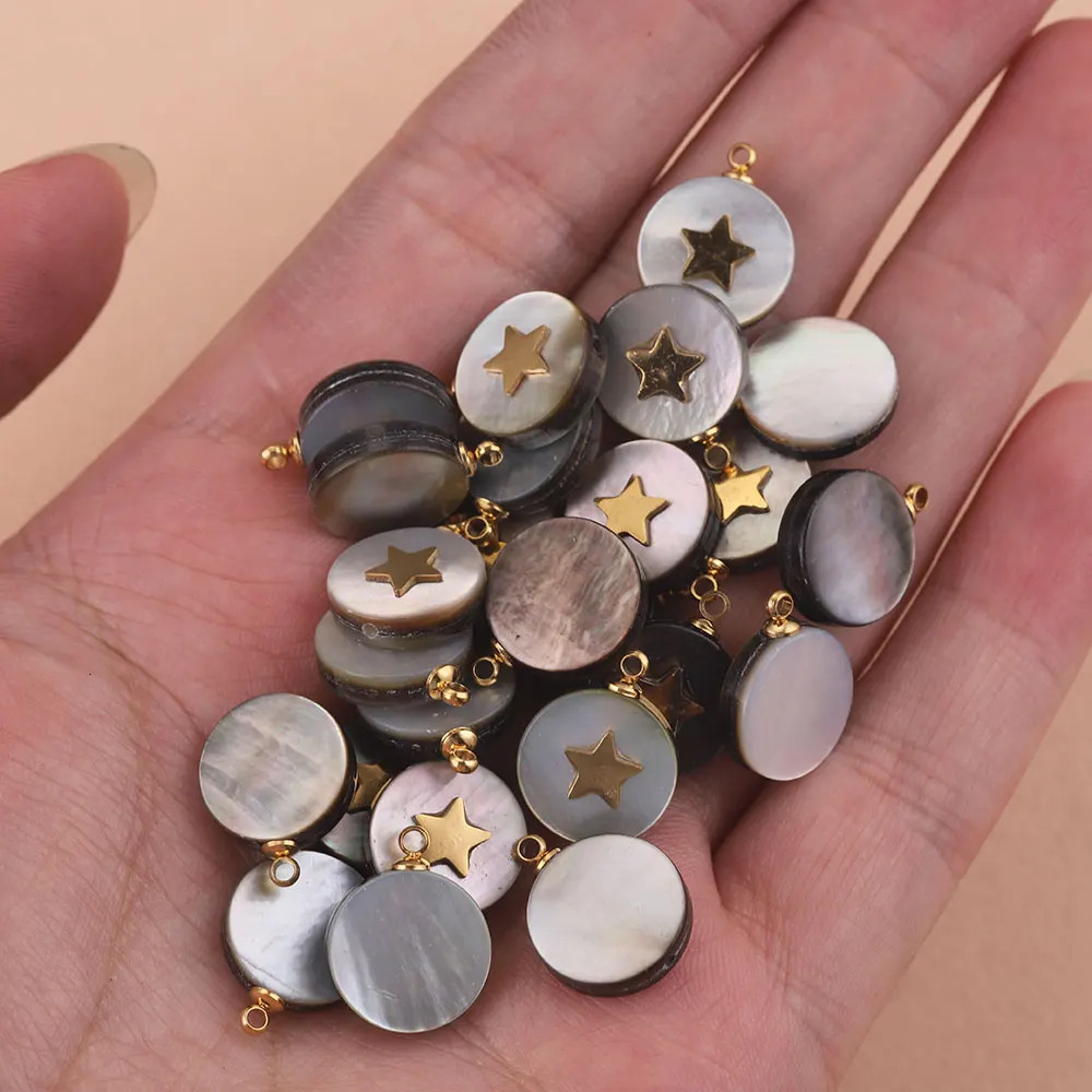 5pcs Natural Shell Charm For Jewelry Making Supplies Necklace Bracelet Pendants Stone Round DIY Earring Accessories 241010