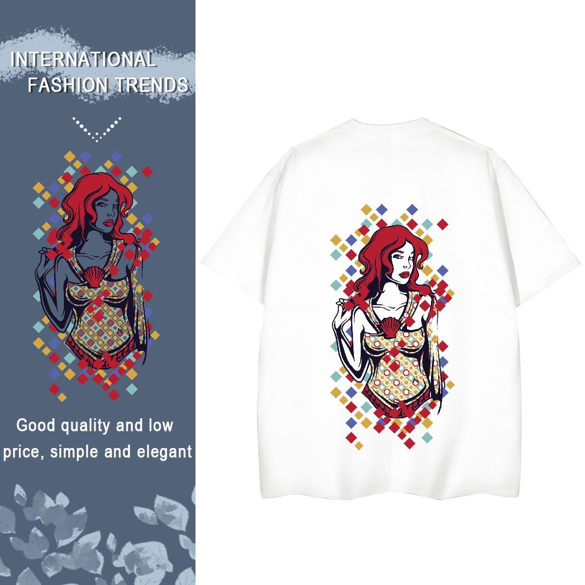 Classic T-Shirts for Women 100% Cotton 230g Breathable Crew Neck Street Wear portrait Womens Tshirts Designer Nice Black White Top Shirts