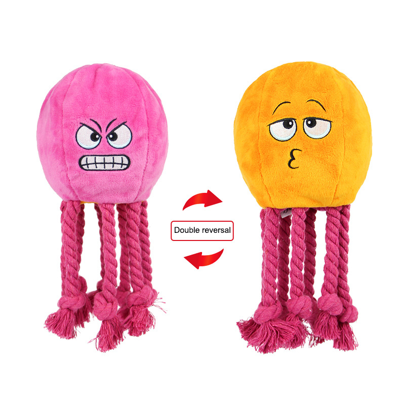 Dog Chew Toy Double Reversal Octopus Sound Animal Shape Cute Plush Puppy Cleaning Teeth for Small Medium Big Pet Supplies