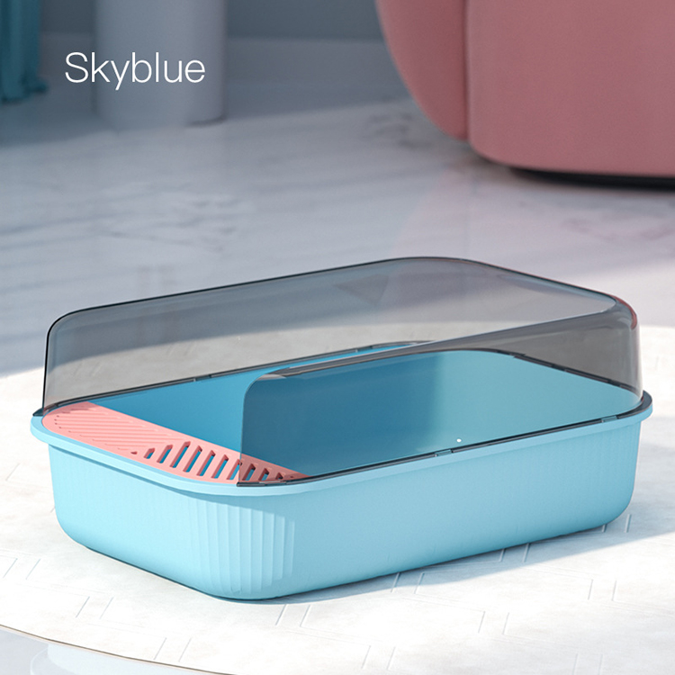 HOT SALE Pet Products Cleaning Plastic Cat Toilet Box Trays Simple Cute Cat Head Cat Litter Box