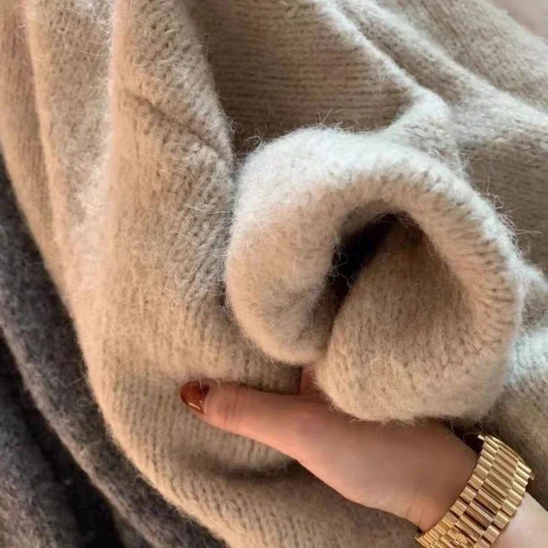 Rimocy Autumn Winter Thick Warm Cardigan Korean Lazy Wind Soft Sweater Coats Woman Solid Color Oversized Cardigans Female 241009