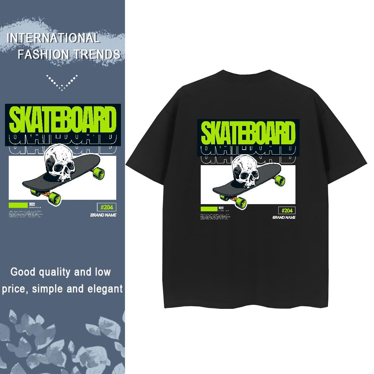 Stylist T Shirt For Woman 230g Pure Cotton Crew Neck Breathable Spring Summer skull Unisex Tshirts Brand Black Oversized Polos