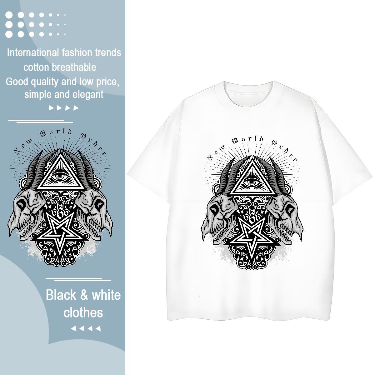 Fashion Casual Womens T Shirts 100% Cotton 230g Round Neck Short Sleeve Sports Casual eye of the devil Lady T shirt Nice Skull Clothes