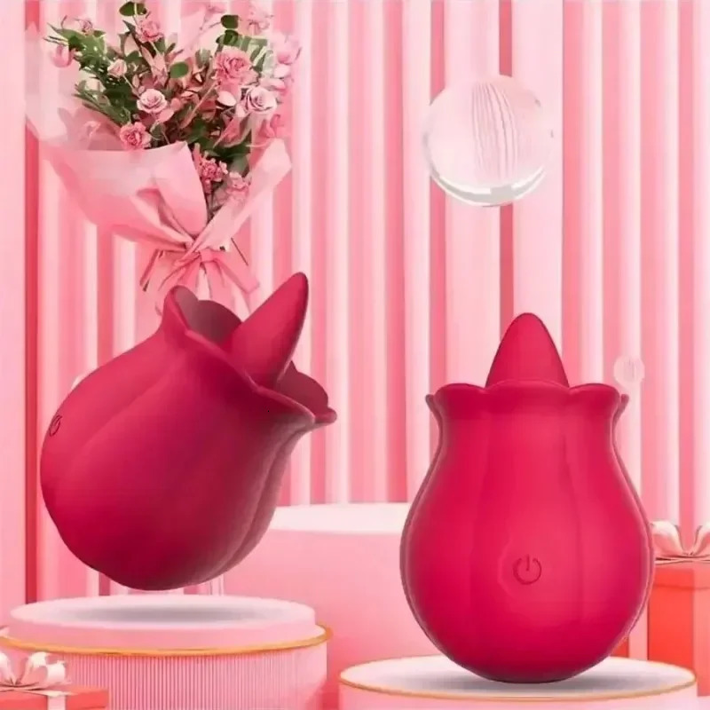 Tongue licking rose vibrator adult sex toy Nipple Clitoris orgasmic masturbation female Gspot massage 241009