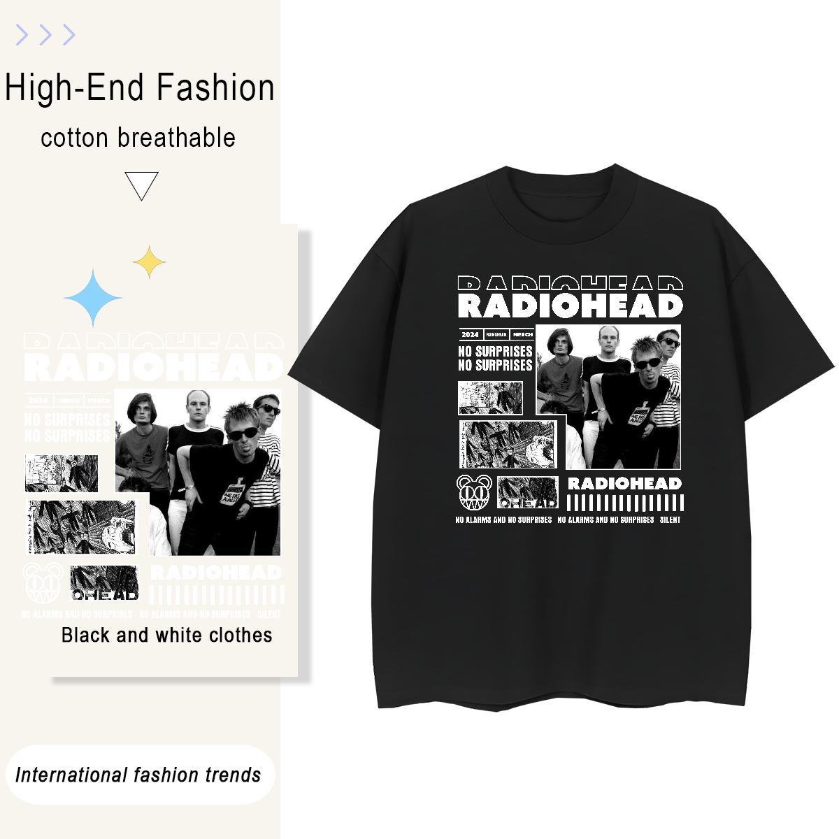 New Arrival T-Shirts for Women 100% Cotton 230g Breathable Short Sleeve Sport RADIOHEAD Unisex Tshirts Comfortable Plus Size Custom Clothes Shirt
