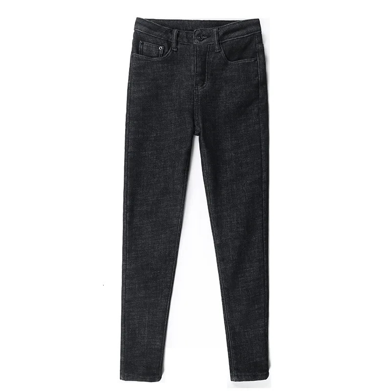 2023 Women Thermal Jeans Winter Snow Warm Plush Stretch Lady Skinny Thicken Fleece Denim Long Pants Retro Pencil Trousers 241007