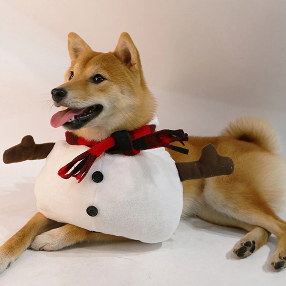 Pet Christmas Snowman Upright In Funny Clothes Dog Halloween Party Pet Cosplay Decorated Costume Warm Cat Jacket Hoodie Outfits
