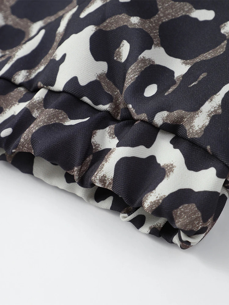 Retro Leopard Print Oneck Women Jacket Chic Zipper Pocket Long Sleeve Short Coats Autumn Winter Female Street Outerwear 241011