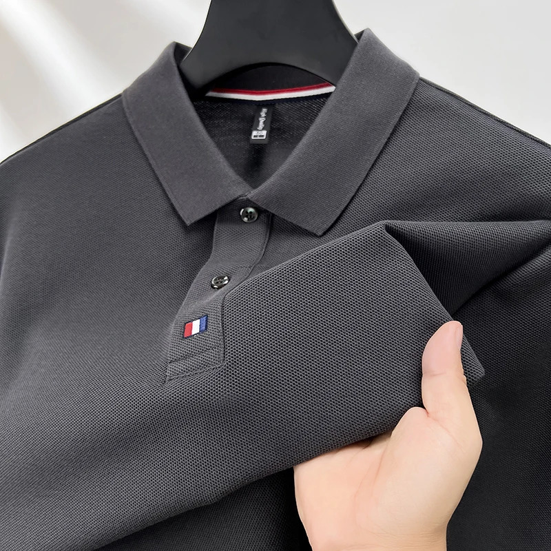 High end mens polo shirt long sleeved fashion embroidered craft top 100 cotton 2024 Spring and Autumn Tshirt 241011