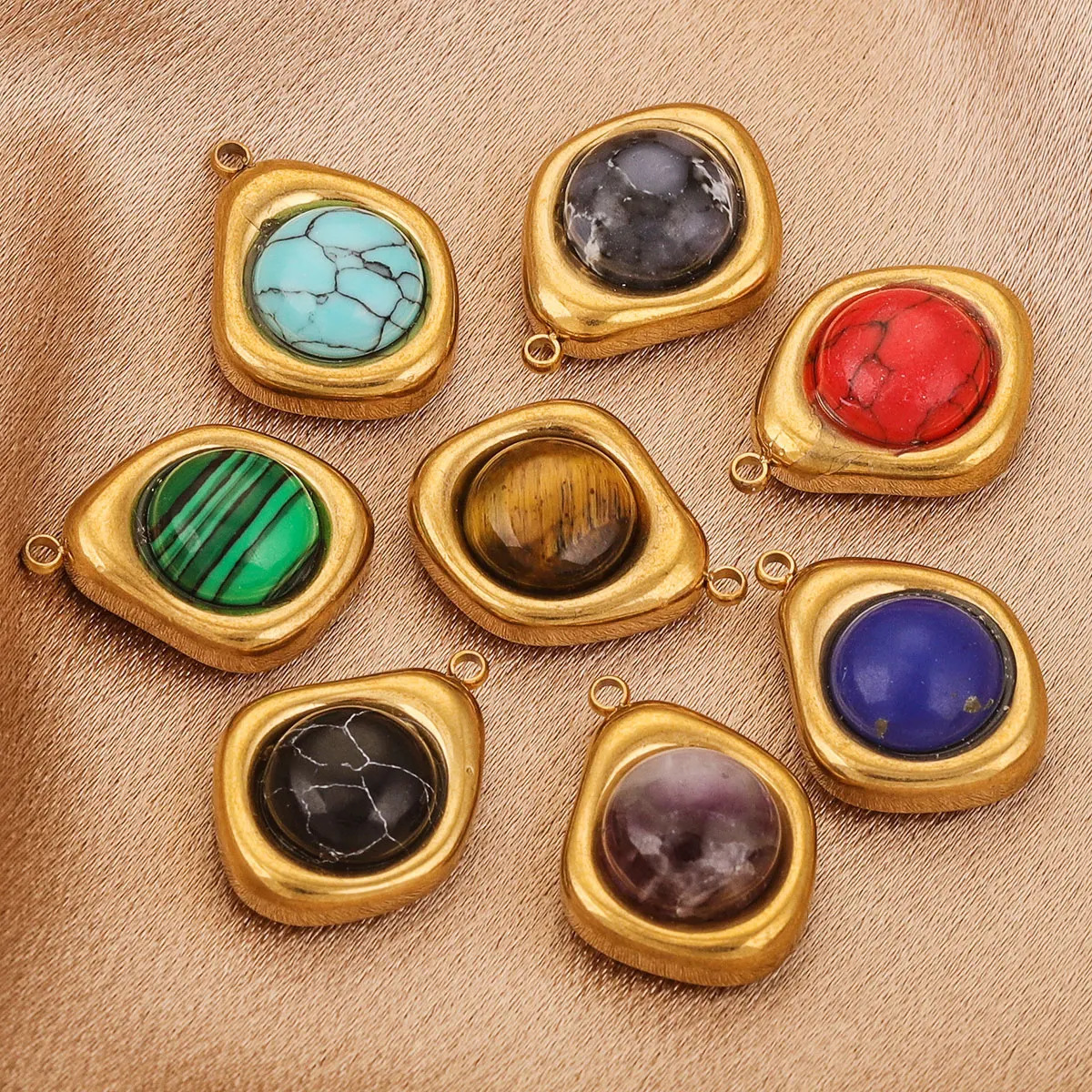 4PcsLot Stainless Steel Goldplated Small Charm Irregular Shape Stone DIY Necklace Earrings Jewelry Craft Accessories Wholesale 241010