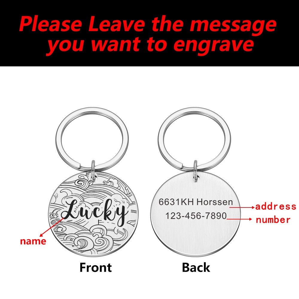 Personalized Pet Tags Engraving Puppy Kitten Anti-lost ID Collars Pendant Custom Name Plate for Dog Cat Pet Supplies Accessories