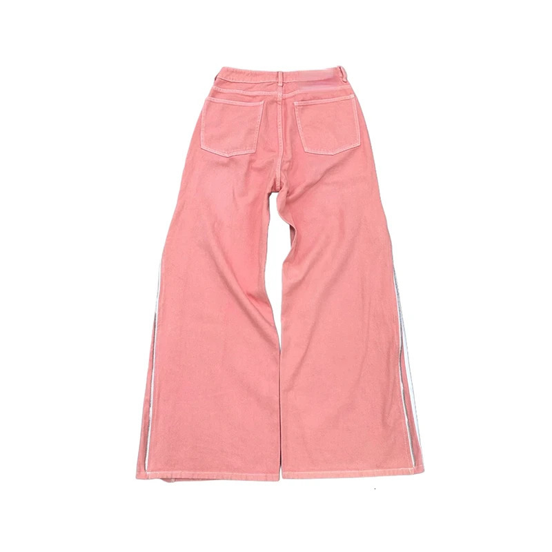 Y2K pocket jeans striped embroidered patchwork zipper sports pants Harajuku mens style hiphop street casual wide leg 241010