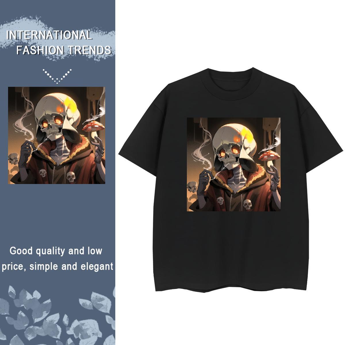 DIY Woman T Shirts 230g Pure Cotton Round Neck Short Sleeve High Street Hip Hop skull Womens Tshirts Female DIY Logo Tees Shirts