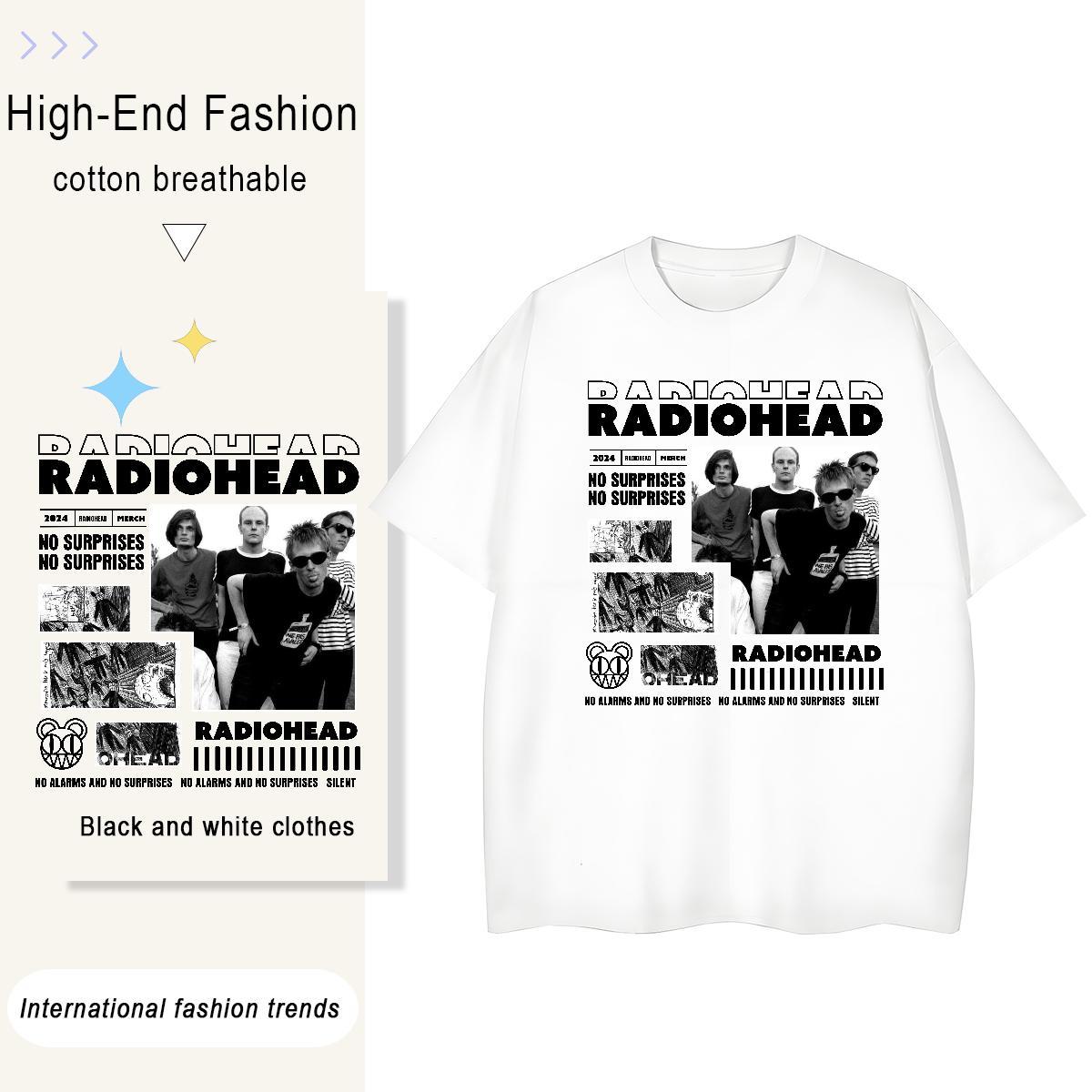 New Arrival T-Shirts for Women 100% Cotton 230g Breathable Short Sleeve Sport RADIOHEAD Unisex Tshirts Comfortable Plus Size Custom Clothes Shirt