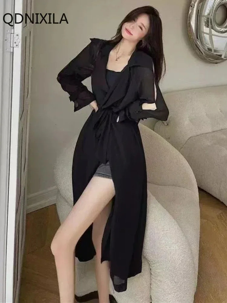 Summer Ultraviolet-proof Trench Coat for Women Korean Fashion Thin Style Shirt Blouse Top Women Autumn Womens Clothing 241010