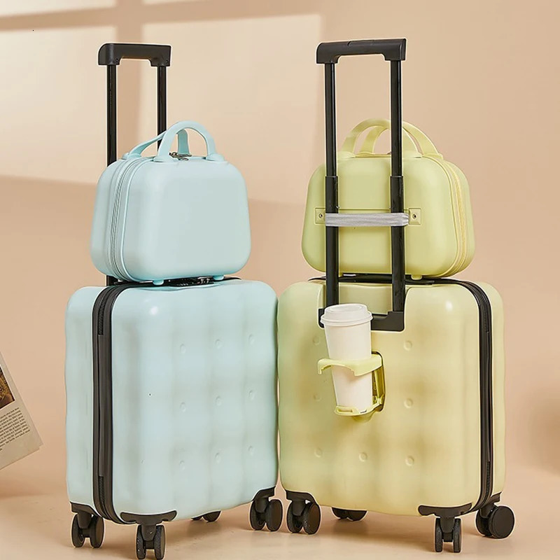 18/20 inch cardboard cute student small lightweight handcart box silent universal wheel cup holder travel set 241007 4