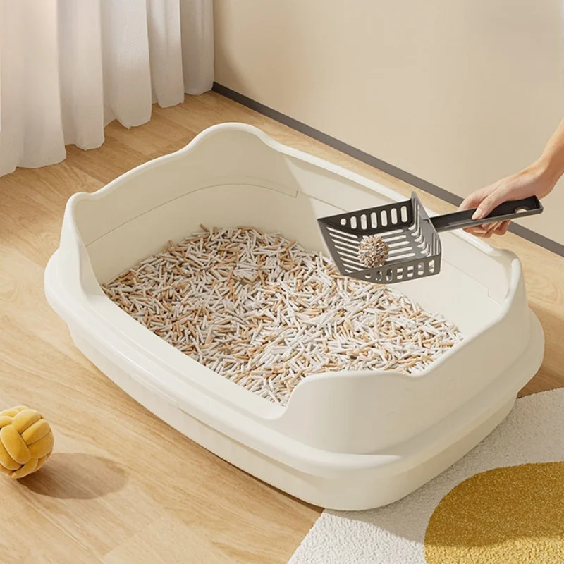 Extra-large Semi-enclosed Litter Box Spatter-proof Cat Toilet Large Kitten Cleaning Supplies Large Cat Poop Bowl Pet Supplies