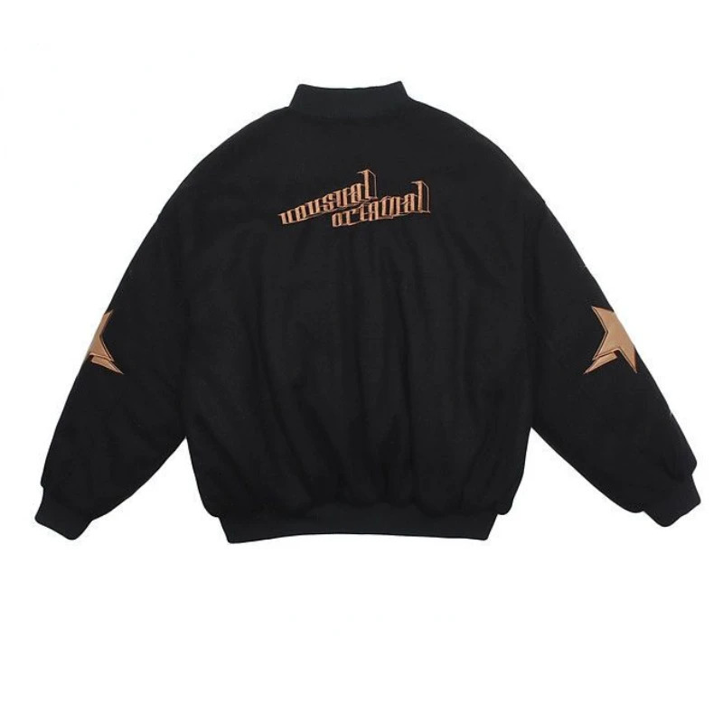 American vintage street casual versatile jacket Y2K autumn and winter letters embroidered label Baseball wear 241011