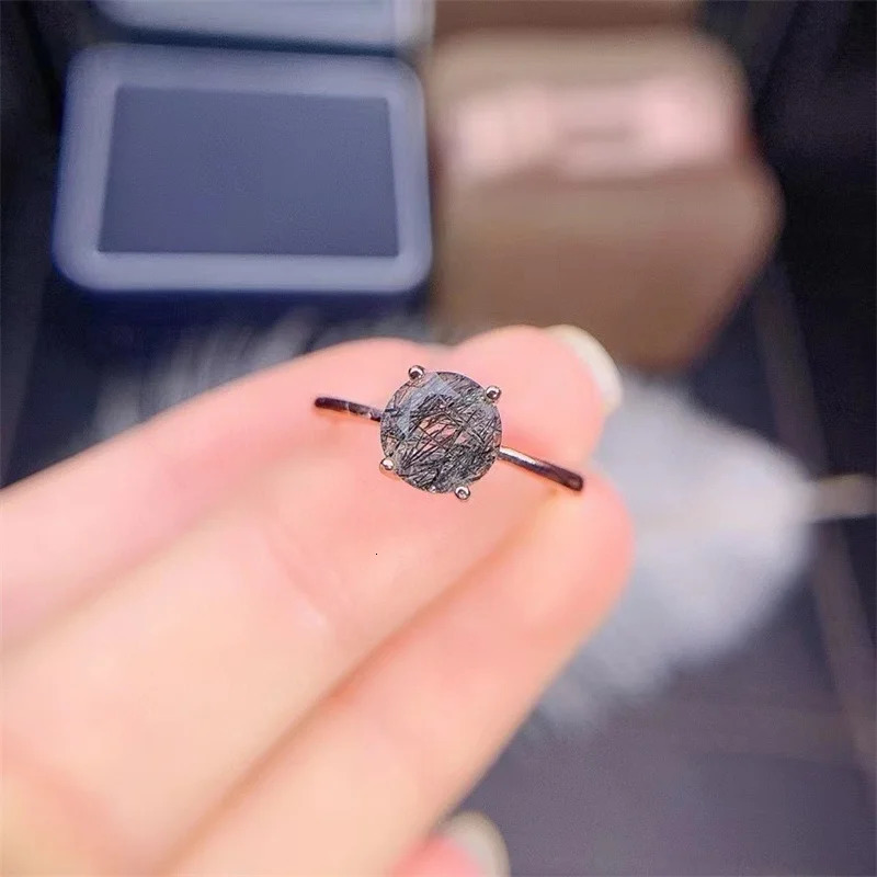 Simple style black diamond ring diamond engagement ring 925 sterling silver card holder womens gift ring 241007