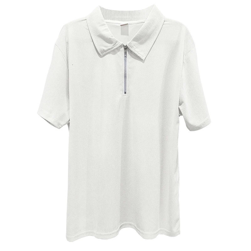 Autumn European and American Mens Solid Color Set Waffle Polo Neck Short Sleeve Zipper Pants Set 240930