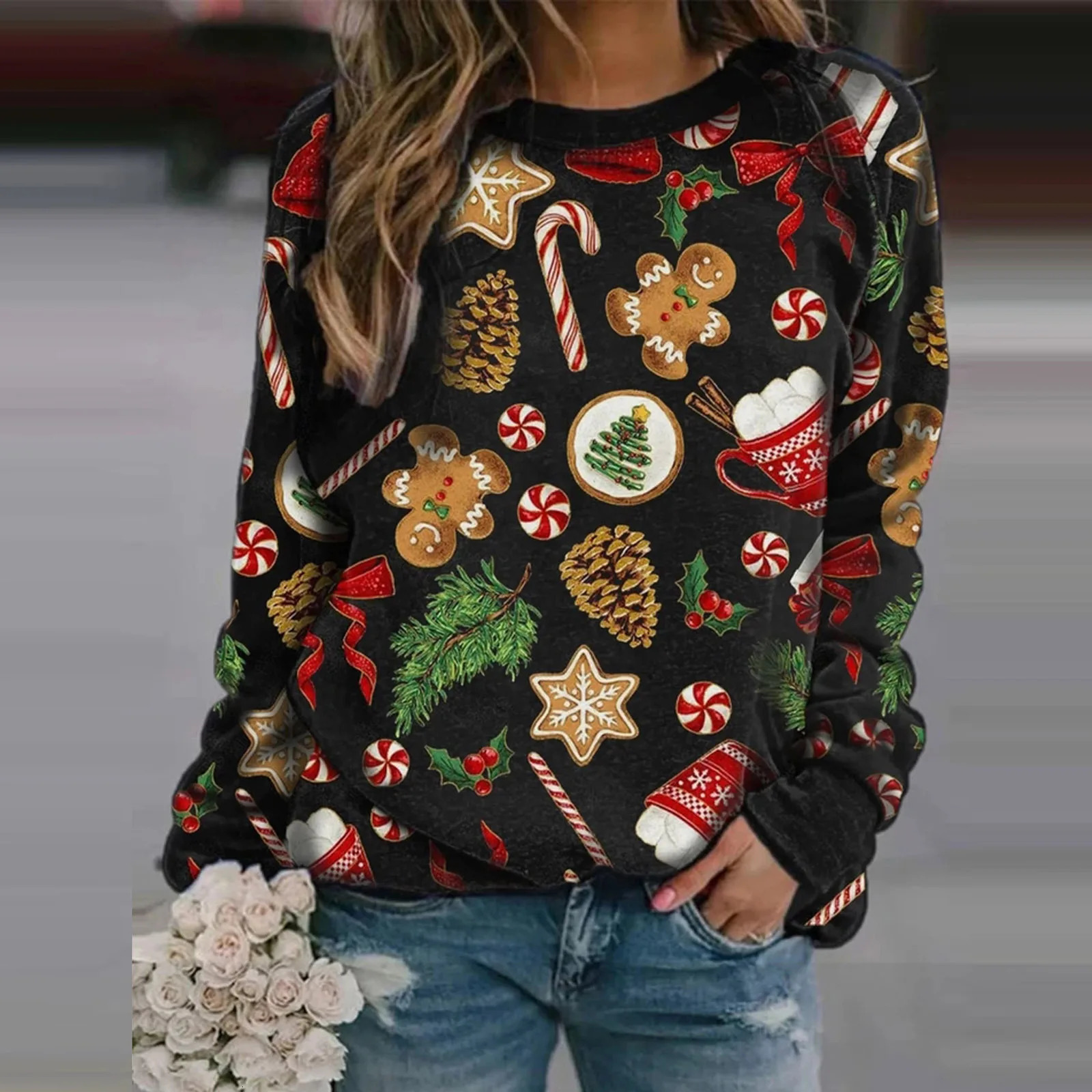 Christmas Tracksuits 3d Print Women Casual Fashion Round Neck Sweatshirts Womens Long Sleeves Tops Oversized Pullover Clothing 241011