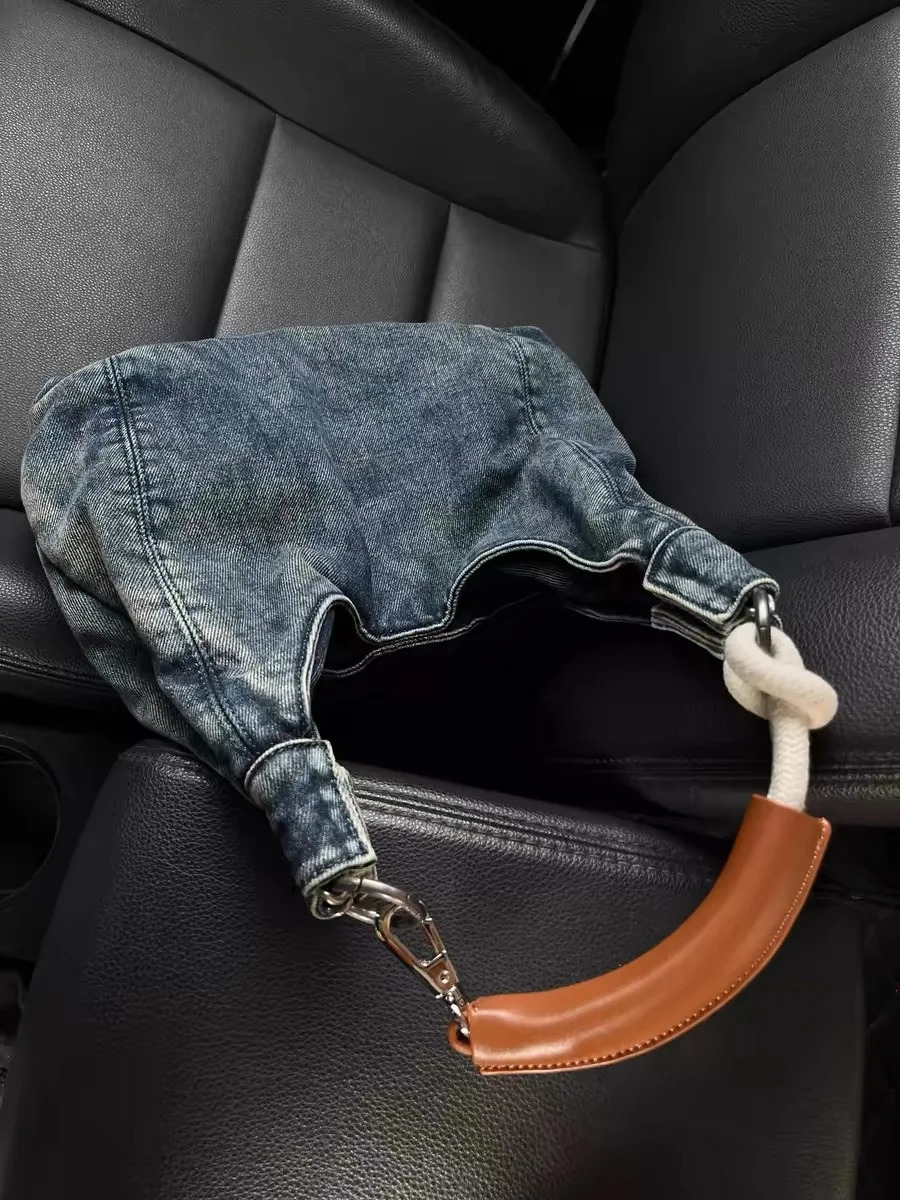 CGCBAG casual denim canvas handbag womens simple beer capacity shoulder bag Korean fashion cross body bag handbag 241008