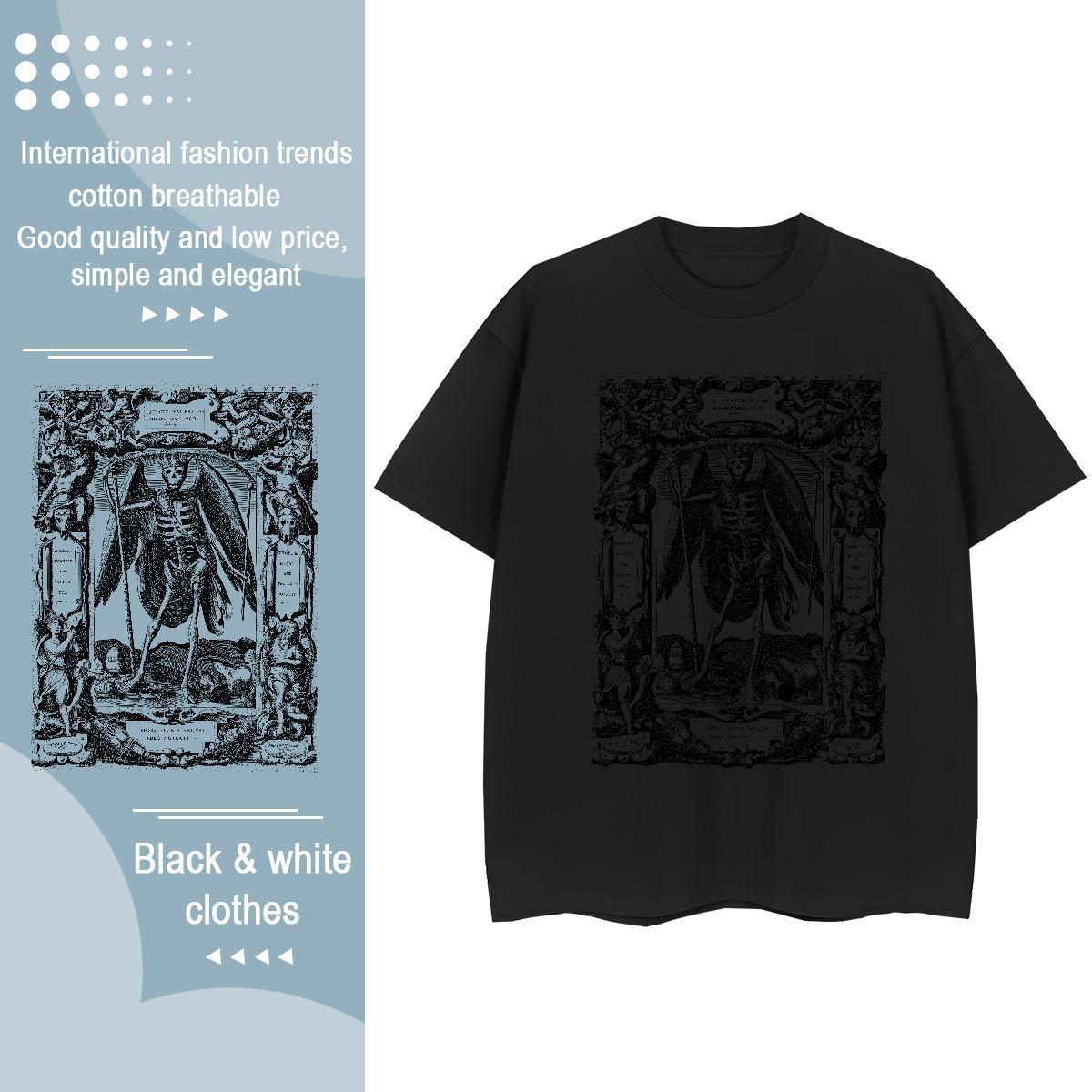 Fashion Casual T shirt 230g Pure Cotton Round Neck Short Sleeve Beach skull Unisex Tshirts Free Shipping Customized Print Tops