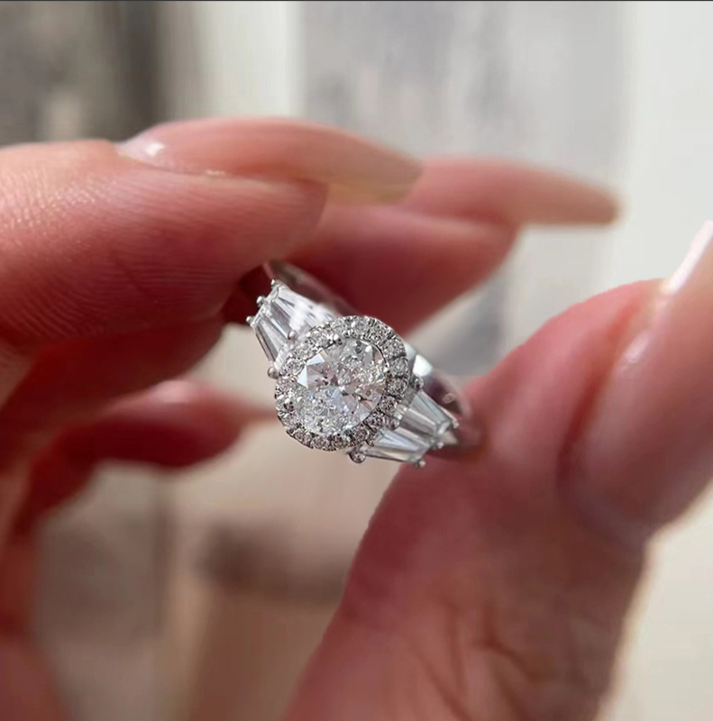 Moissanite Dia Ring: Stunning 1CT 57MM Oval Cut Real 100% Sterg Sier Wedding Band