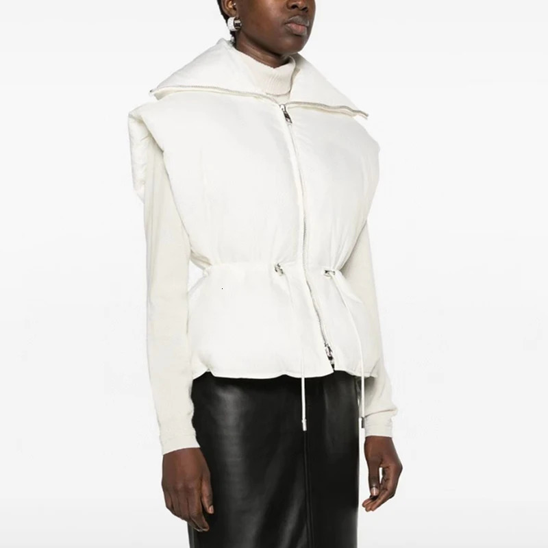 Womens heavy-duty Diamante handmade bread down vest brushed waist sleeveless jacket jacket warm high-quality autumn y2k 241009