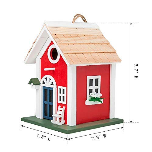 Petdom Country Cottages Bird House Outdoor Decor Garden Wooden Hanging Birdhouse