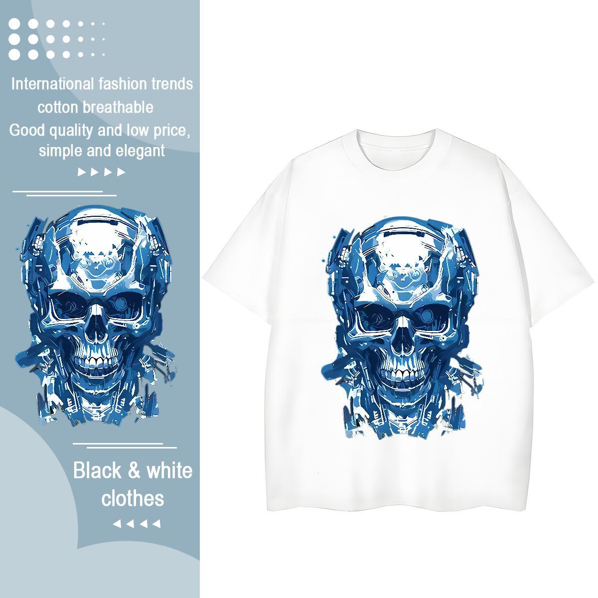 2024 Designer Womens T Shirts 100% Cotton 230g O Neck Short Sleeves Street Wear skull Couples T Shirts Brand Skull Top Tees