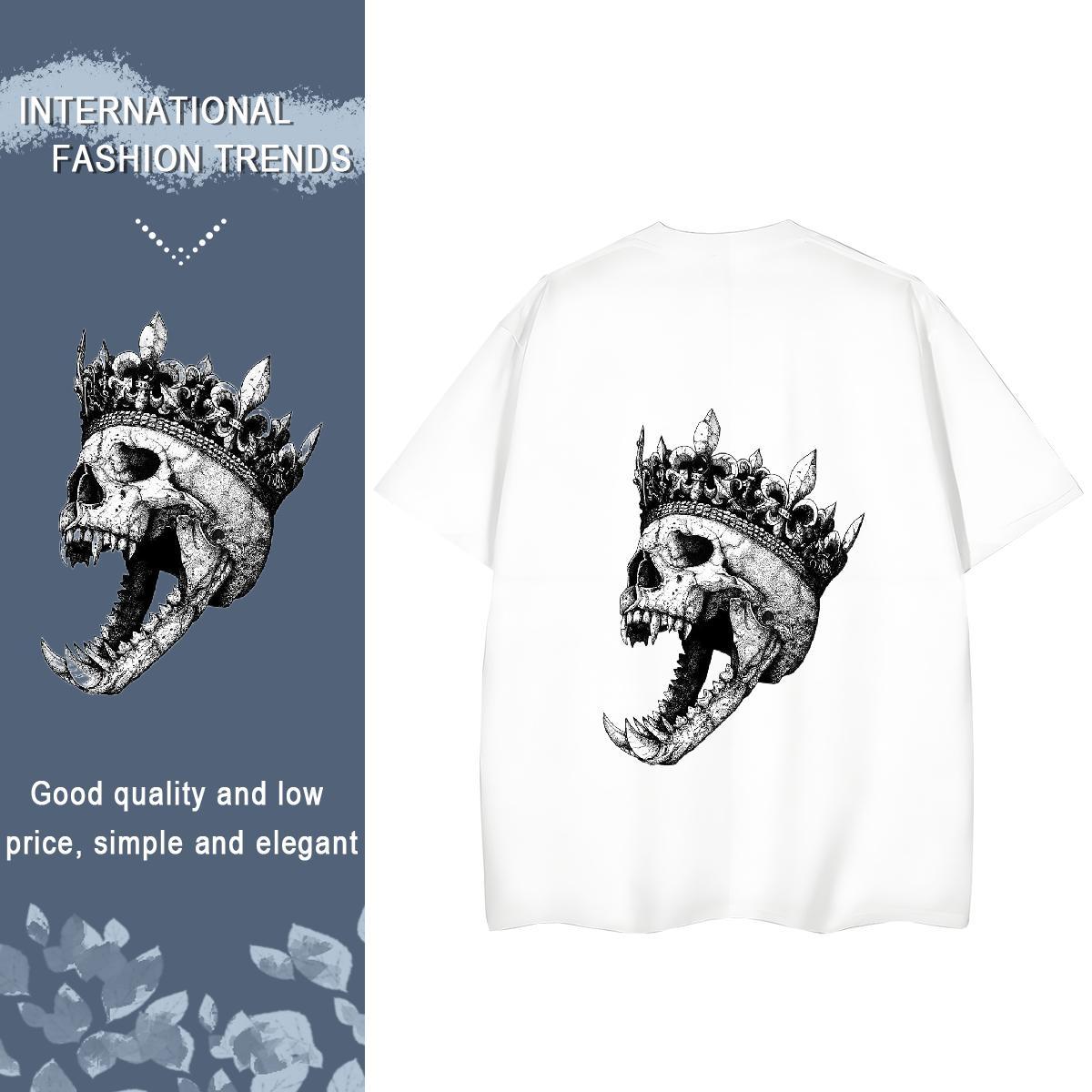 New Arrival T Shirt For Woman 230g Cotton Breathable Short Sleeve Street Wear skull Tshirt for Man Woman Comfortable Cartoon Printing L-4XL Tees Shirt