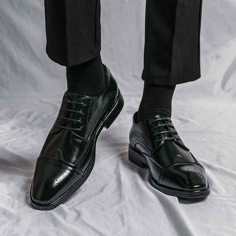 mens Oxford shoes with printed classic fashion leather shoes on the upper formal party business mens leather shoes on the upper 241007