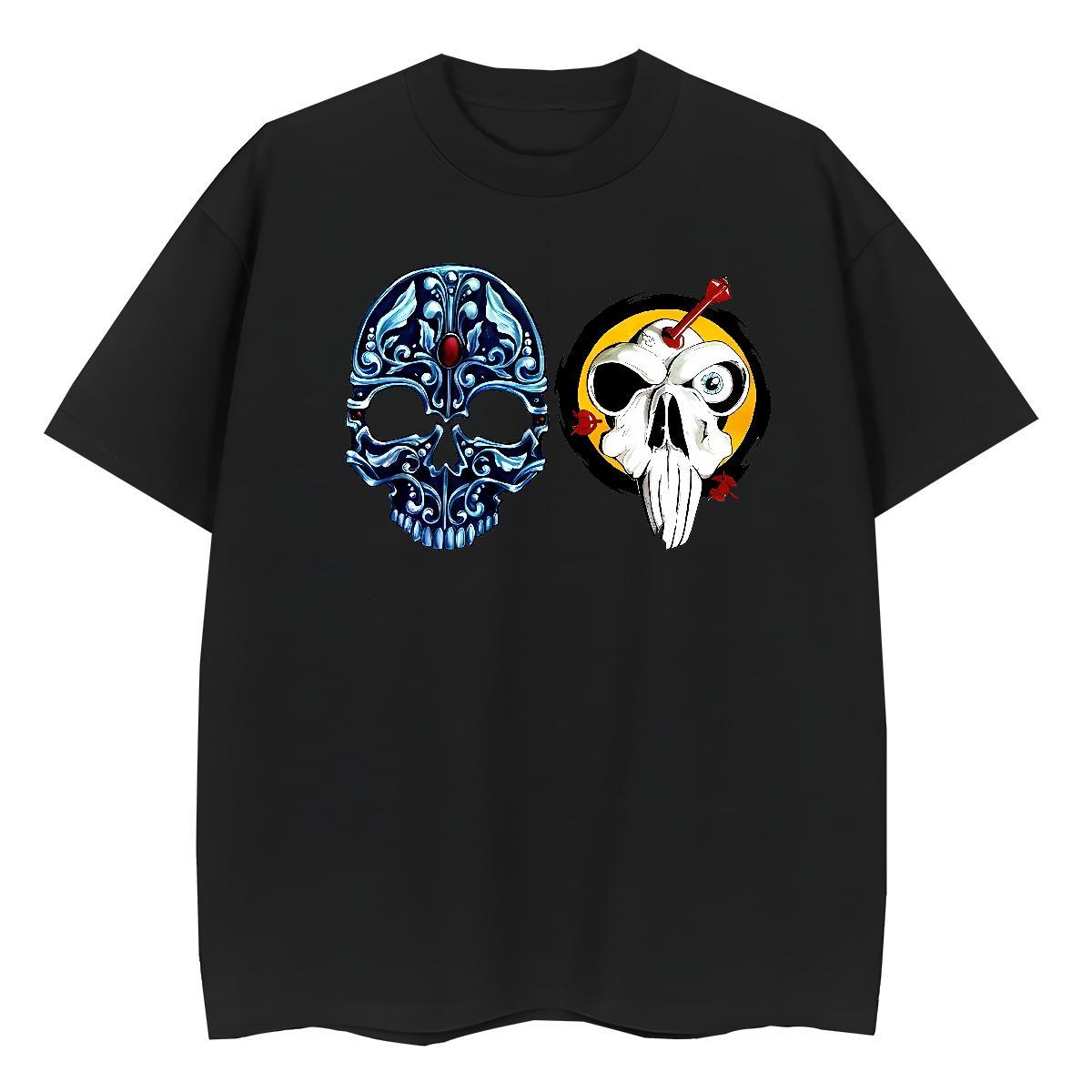 TOP Quality Womens T Shirts 230g 100% Cotton Crew Neck Breathable Street skull Tshirt for Man Woman Free Shipping Graphic Clothes Shirt