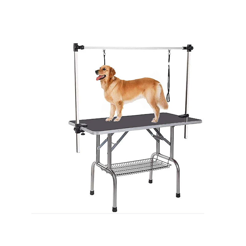 Professional Grade Foldable pet grooming table with arm loop noose adjustable folding cat trimming table