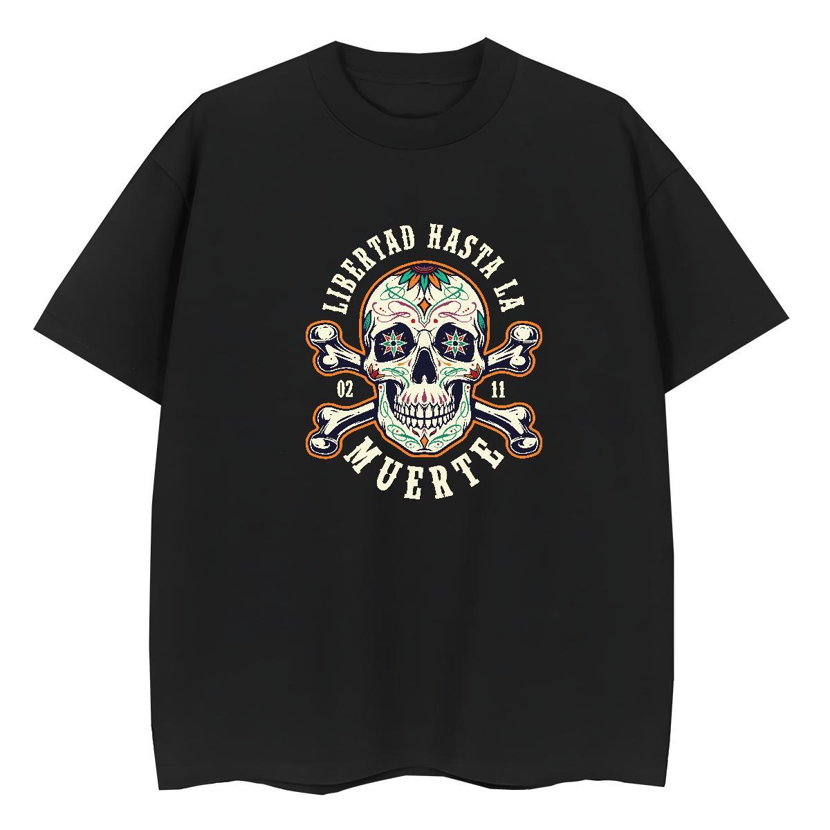 2024 Casual T-Shirts for Women 230g Cotton Breathable Short Sleeve Street skull Womens Tshirts Free Shipping Cartoon Printing L-4XL Tees Shirts