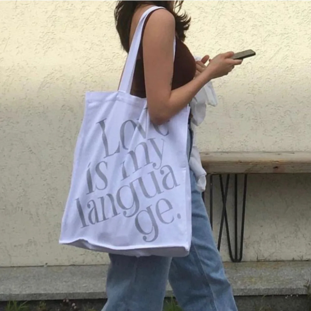 Panel large capacity casual shoulder bag for womens printed letter commuting practical single shoulder matching Korean canvas bag 241008