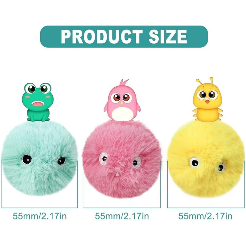 DONGKER 1Pcs Cat Toy Balls,Plush Interactive Chirping Balls with 3 Lifelike Animal Chirping Sounds for Cat Puppy Kitty Kitten