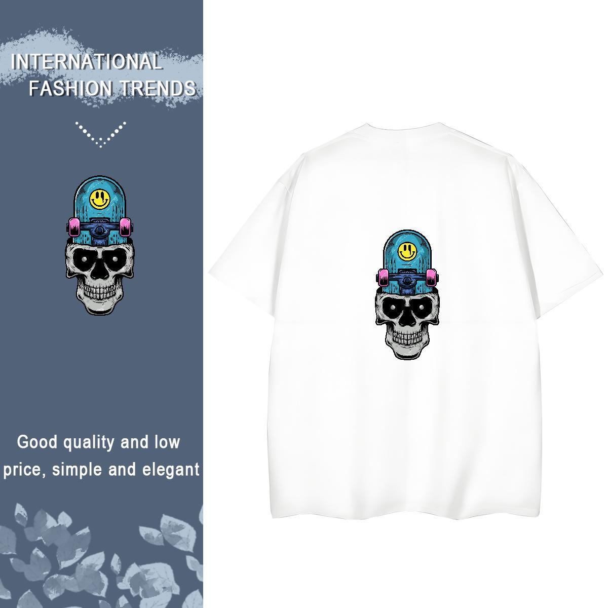 Brand T shirt 230g 100% Cotton Crew Neck Breathable Daily Wear skull Unisex Tshirts Lady Customized Print Tees Shirts