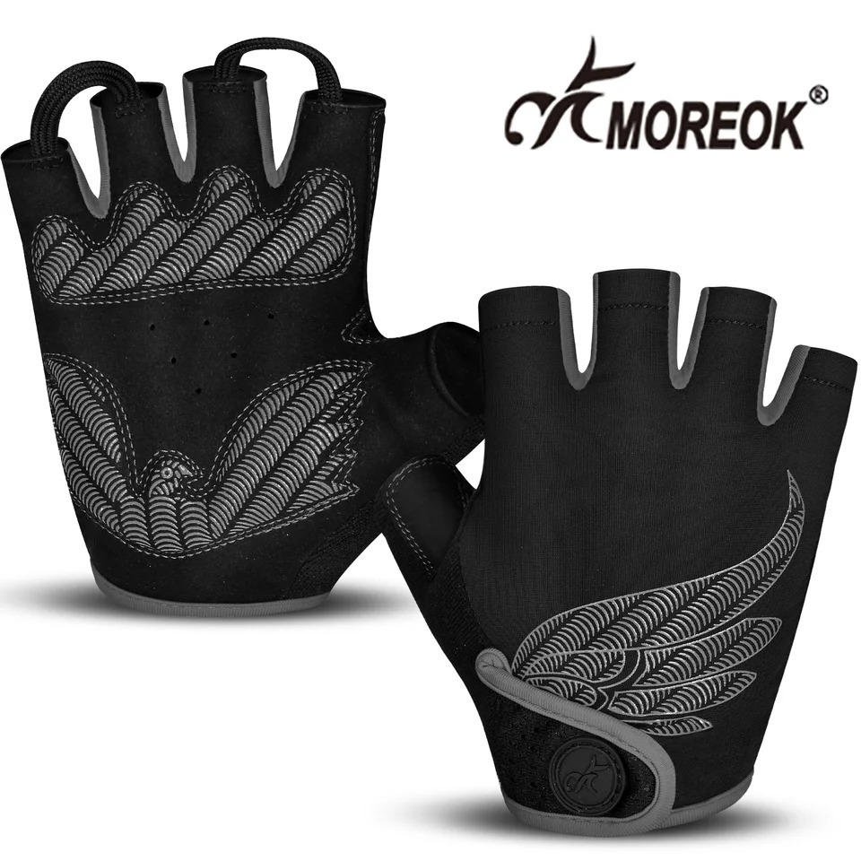 MOREOK Mens bicycle gloves Half finger Road gel pad shock absorption antiskid breathable MTB 241009