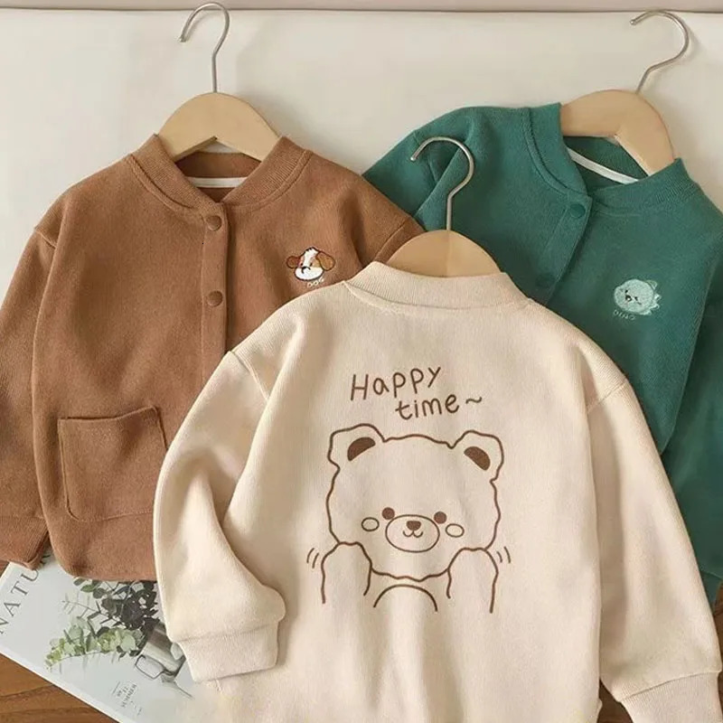 Children Tops Coats Cartoon Cute Boys Baby Baseball Clothing Spring Autumn Warm Girls Toddler Outerwear Fashion Kids Jackets 241011