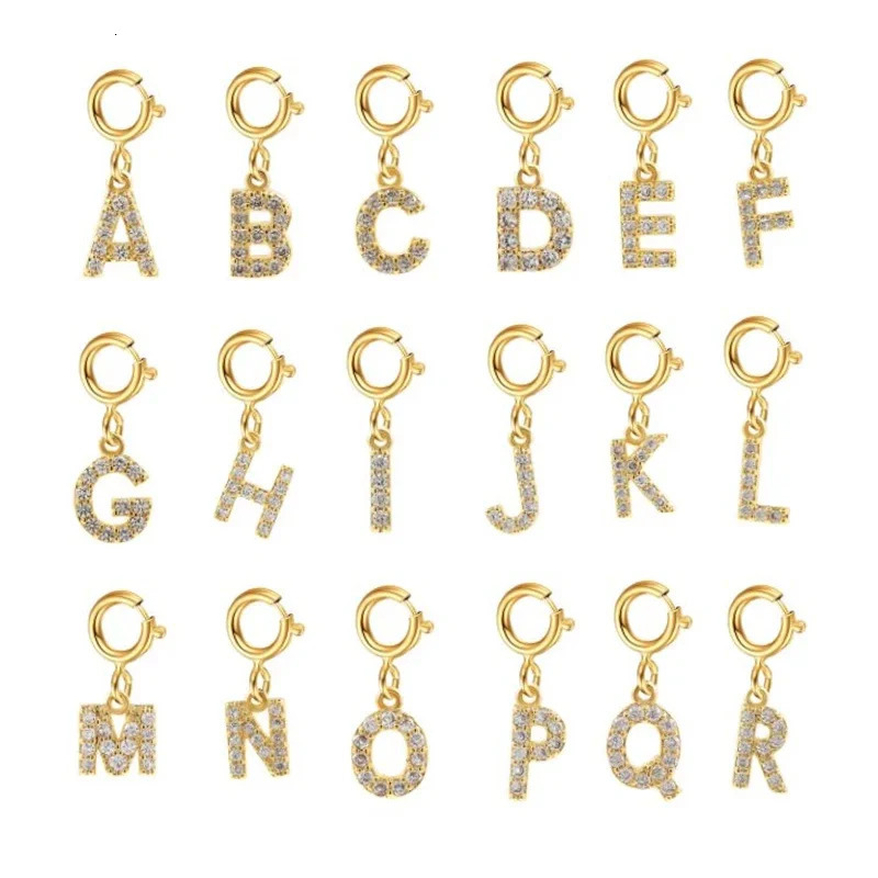 AZ Letter Zircon Charm Handmade Women Necklace Bracelet Earring Snap Hook DIY Buckle Simple Style Alphabet 26 Jewellery 241010