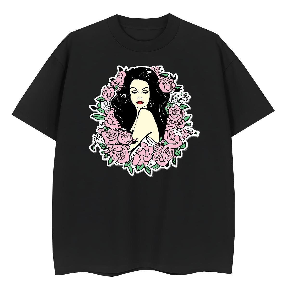 TOP Quality Womens T Shirts 230g 100% Cotton Breathable Short Sleeve Daily Wear portrait Unisex Tshirts Free Shipping Cartoon Print Top Tees