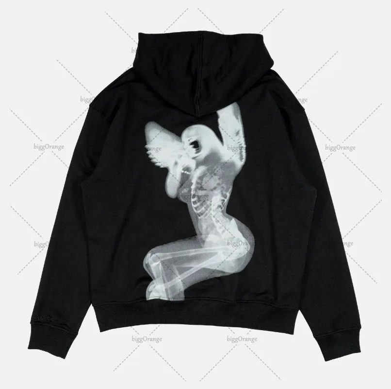 European and American Punk Goth Pattern Printed Hoodie Y2K Harajuku Retro Streetwear Mens Hiphop Trend Casual Loose Pullover 241010